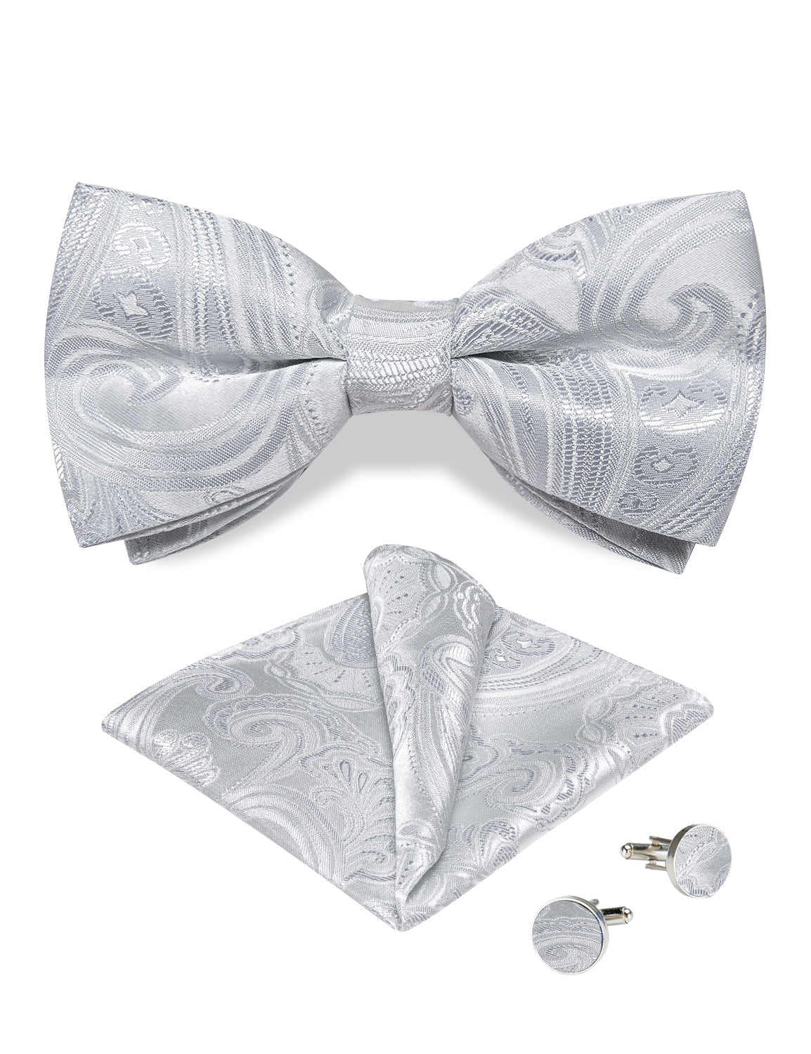GentCrest Grey Paisley Bowtie Set - Image 4