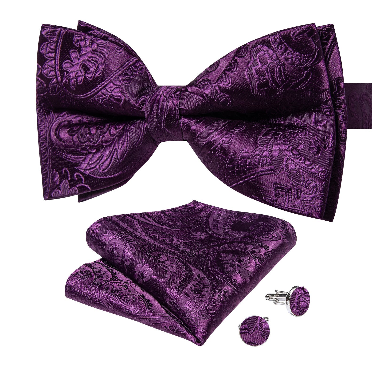 GentCrest Purple Paisley Bowtie Set - Image 5