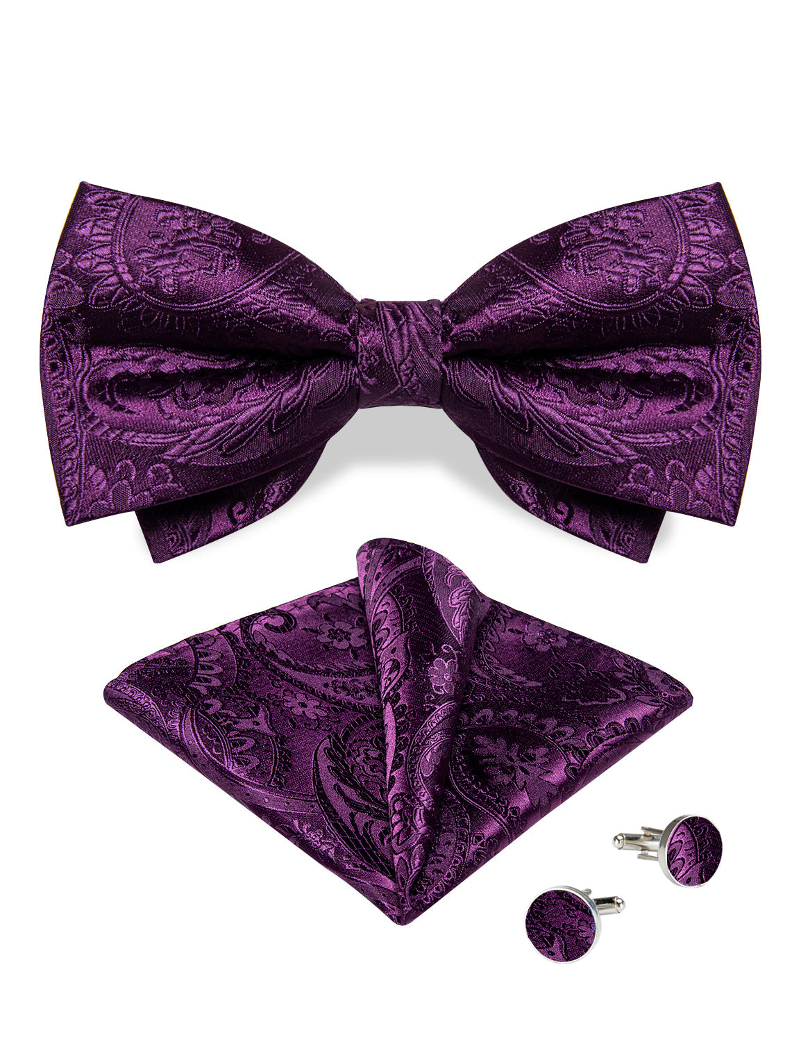 GentCrest Purple Paisley Bowtie Set - Image 4