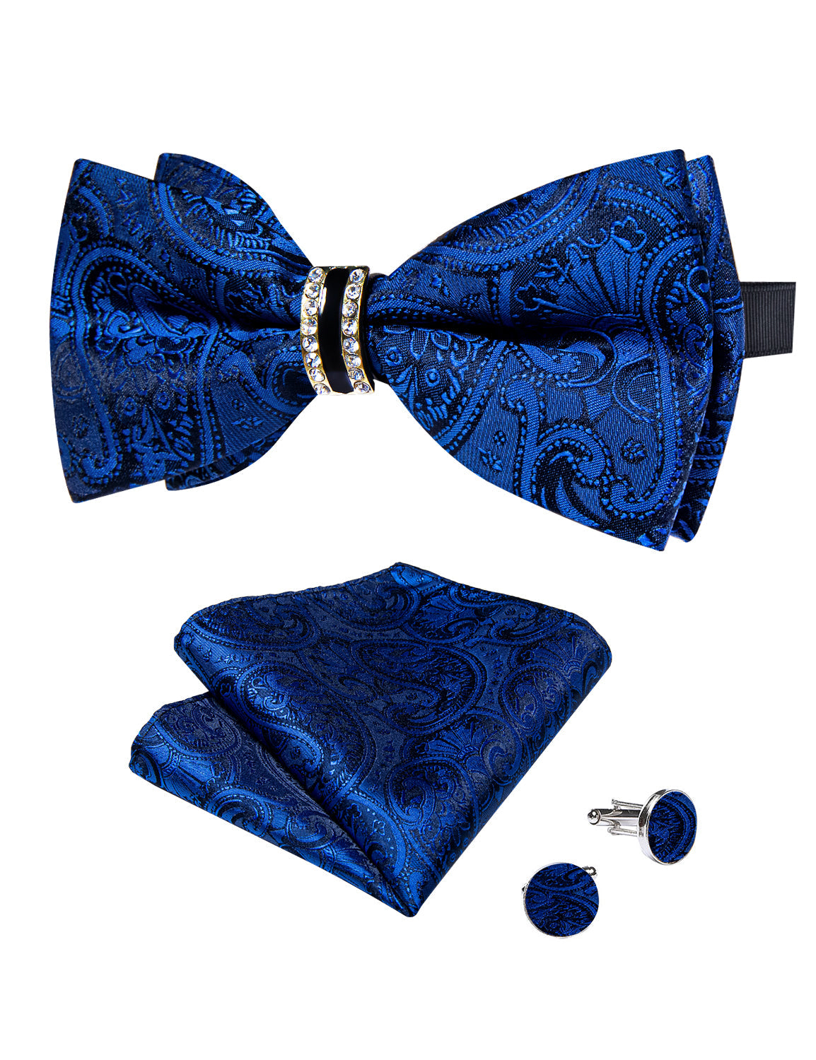 GentCrest Blue Paisley Bowtie Set - Image 2