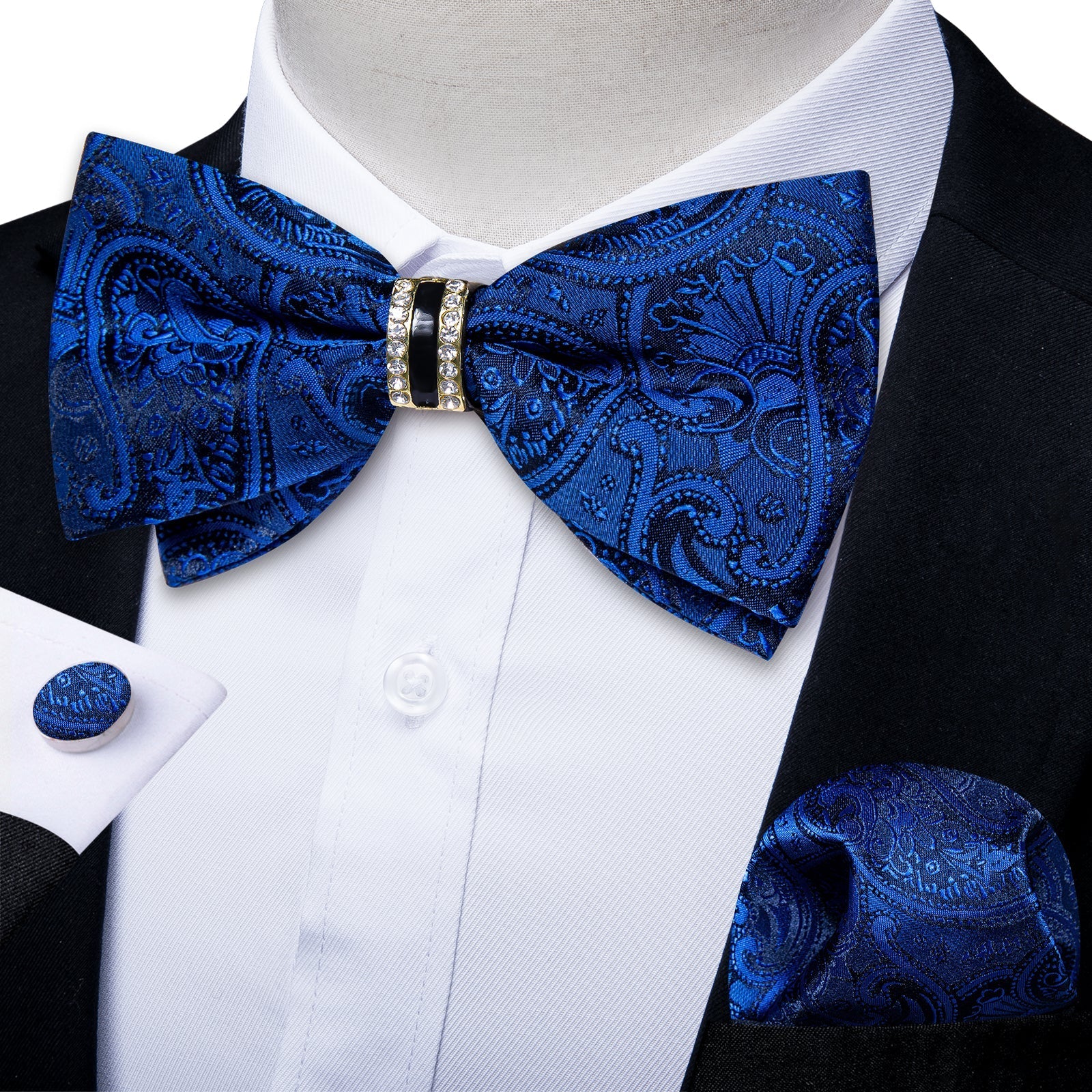GentCrest Blue Paisley Bowtie Set - Image 1