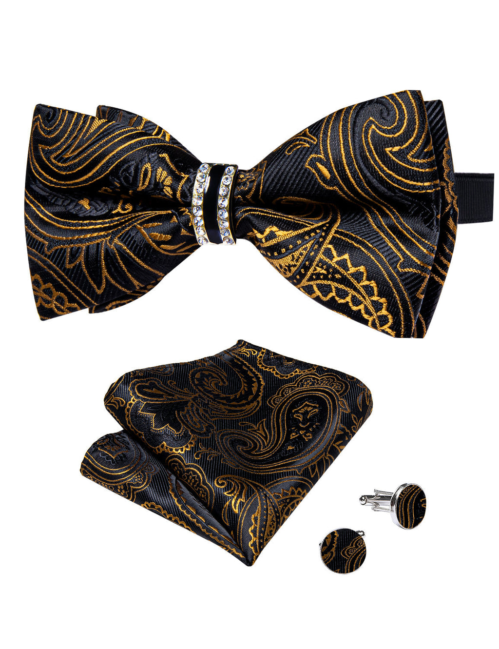 GentCrest Black Paisley Bowtie Set - Image 3