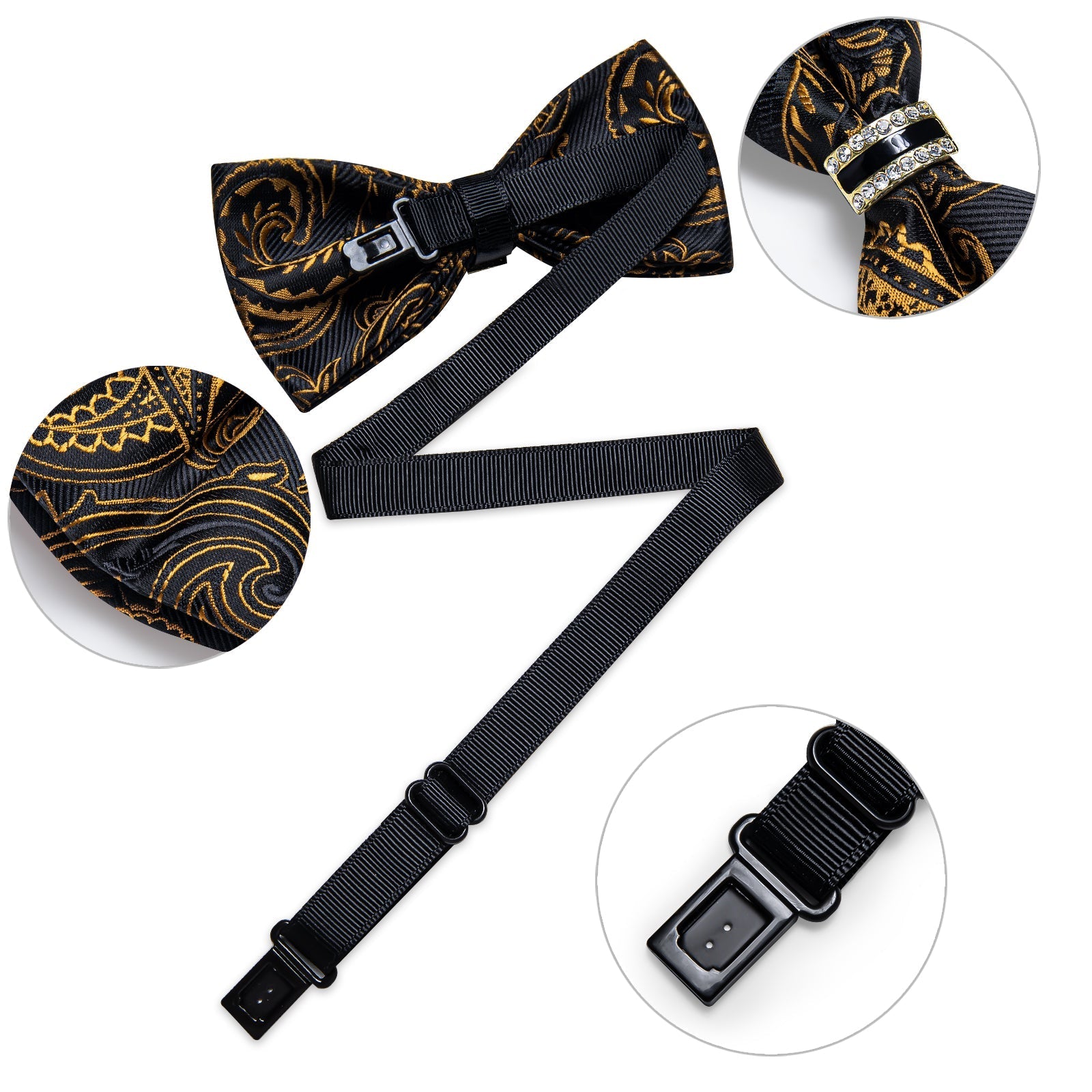 GentCrest Black Paisley Bowtie Set - Image 4