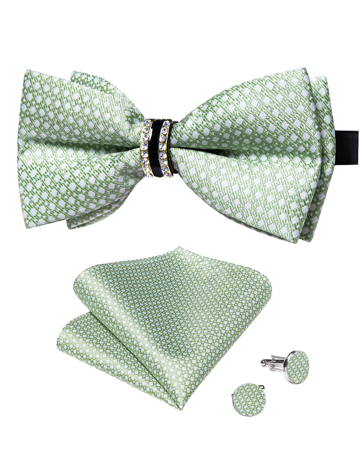 GentCrest Green Geometric Bowtie Set - Image 2