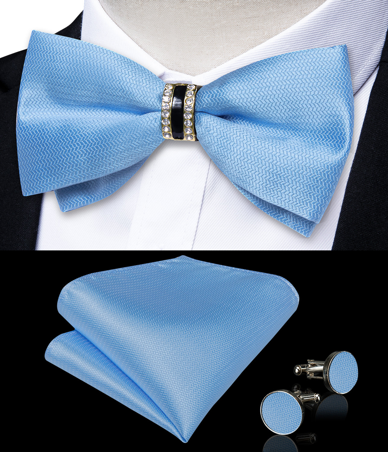 GentCrest Blue Textured Bowtie Set - Image 2