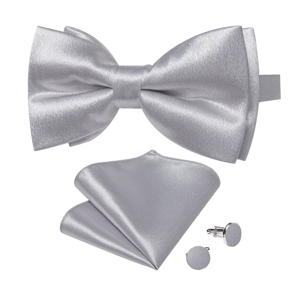 GentCrest Grey Solid Bowtie Set - Image 4