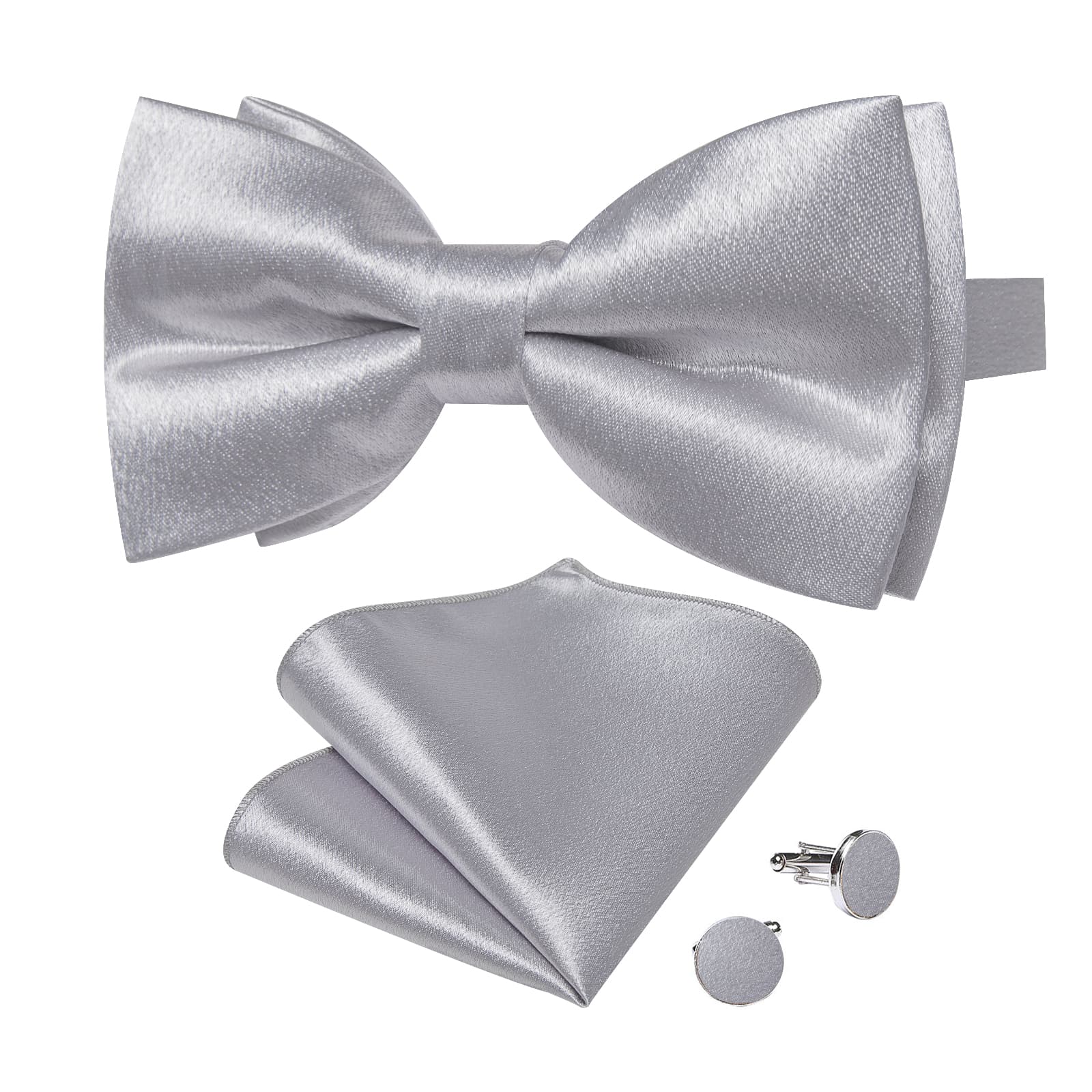 GentCrest Grey Solid Bowtie Set - Image 4