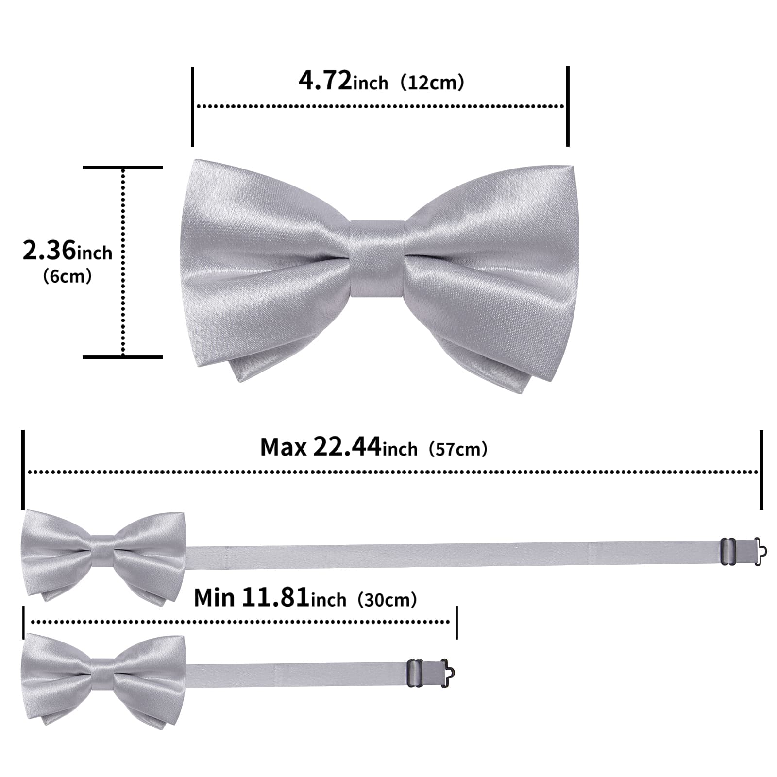 GentCrest Grey Solid Bowtie Set - Image 5
