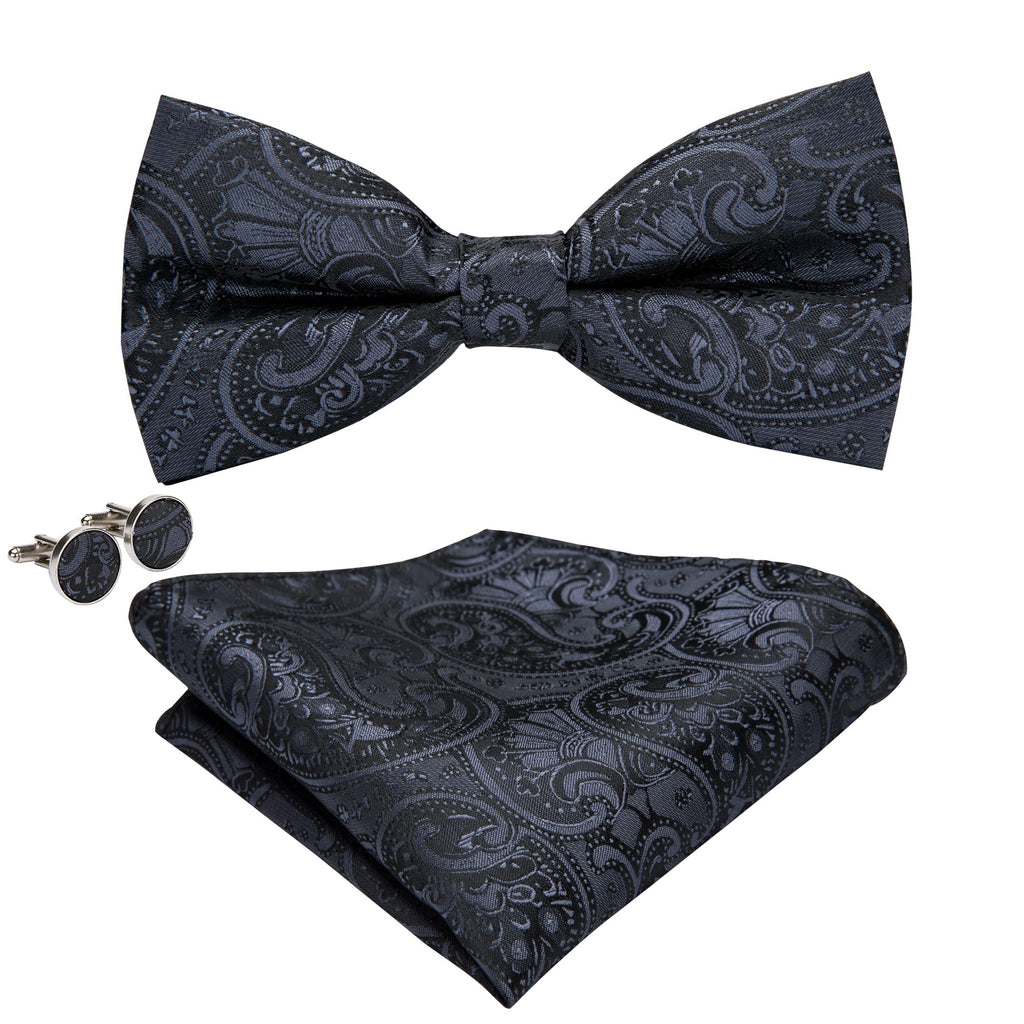 GentCrest Black Paisley Bowtie Set - Image 2