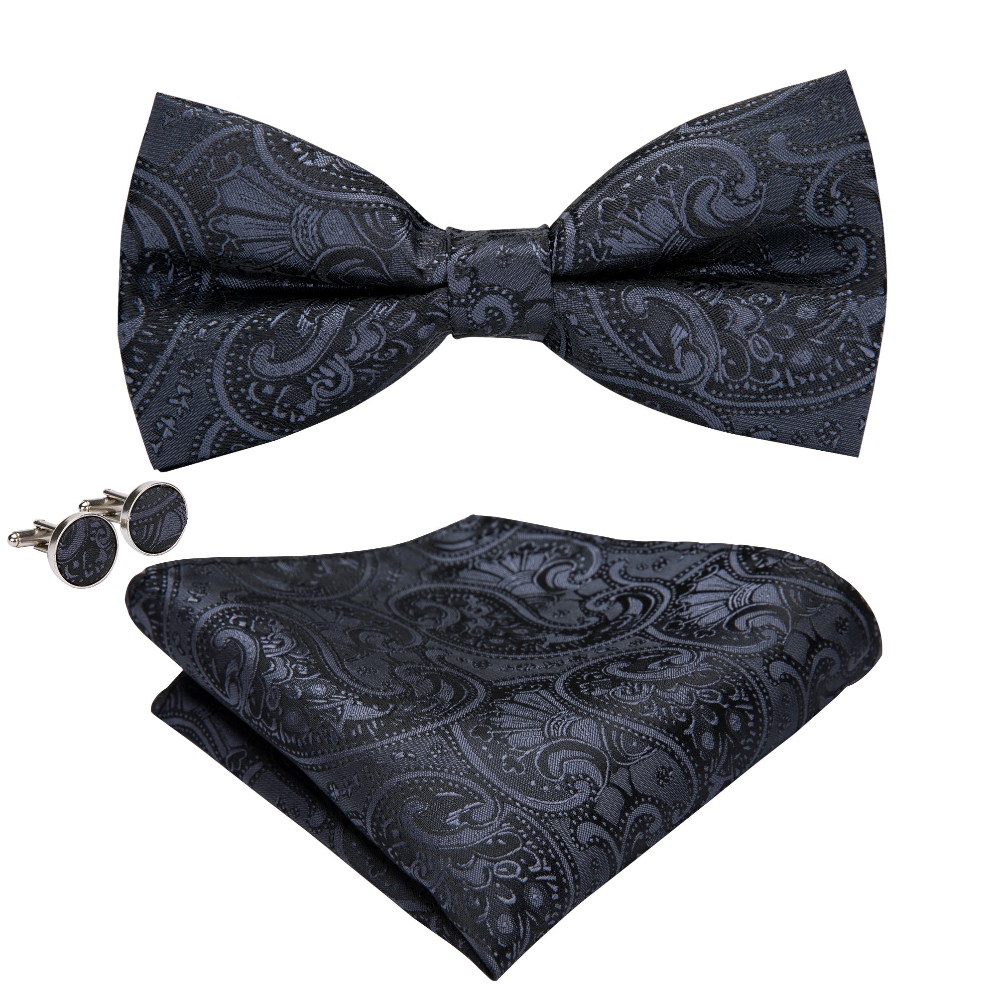 GentCrest Black Paisley Bowtie Set - Image 2