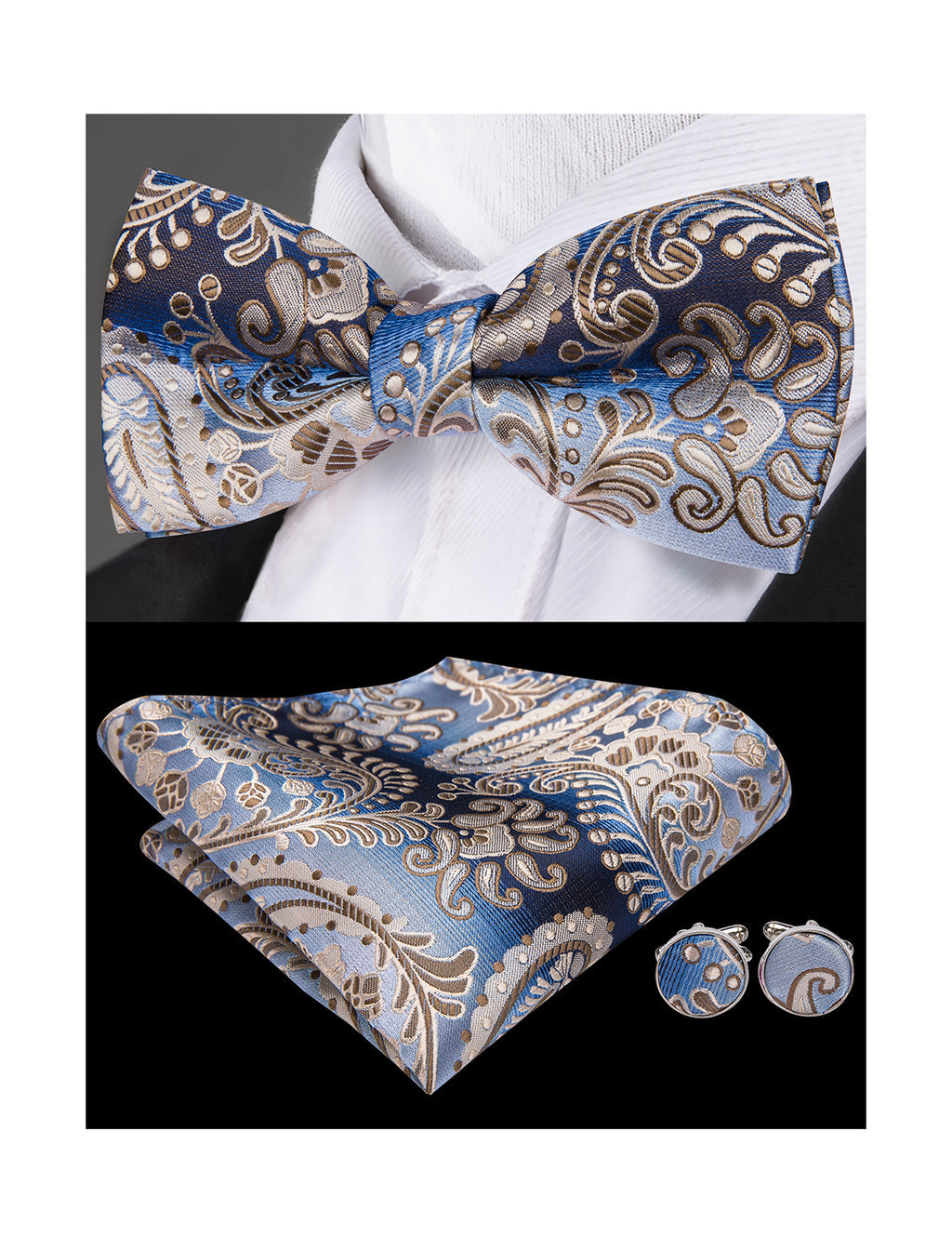 Luxury Paisley Bow Tie Set - GentCrest - View 3