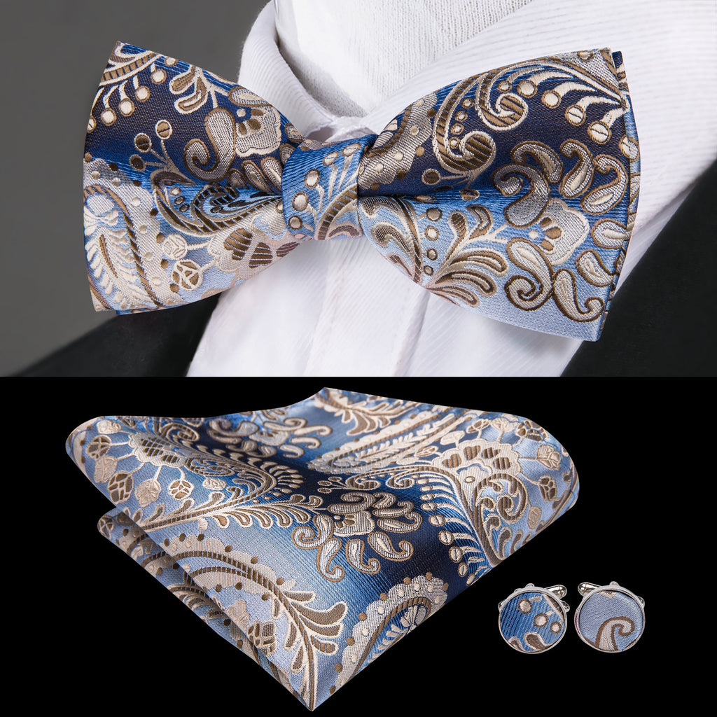 GentCrest Blue Paisley Bowtie Set - Image 2