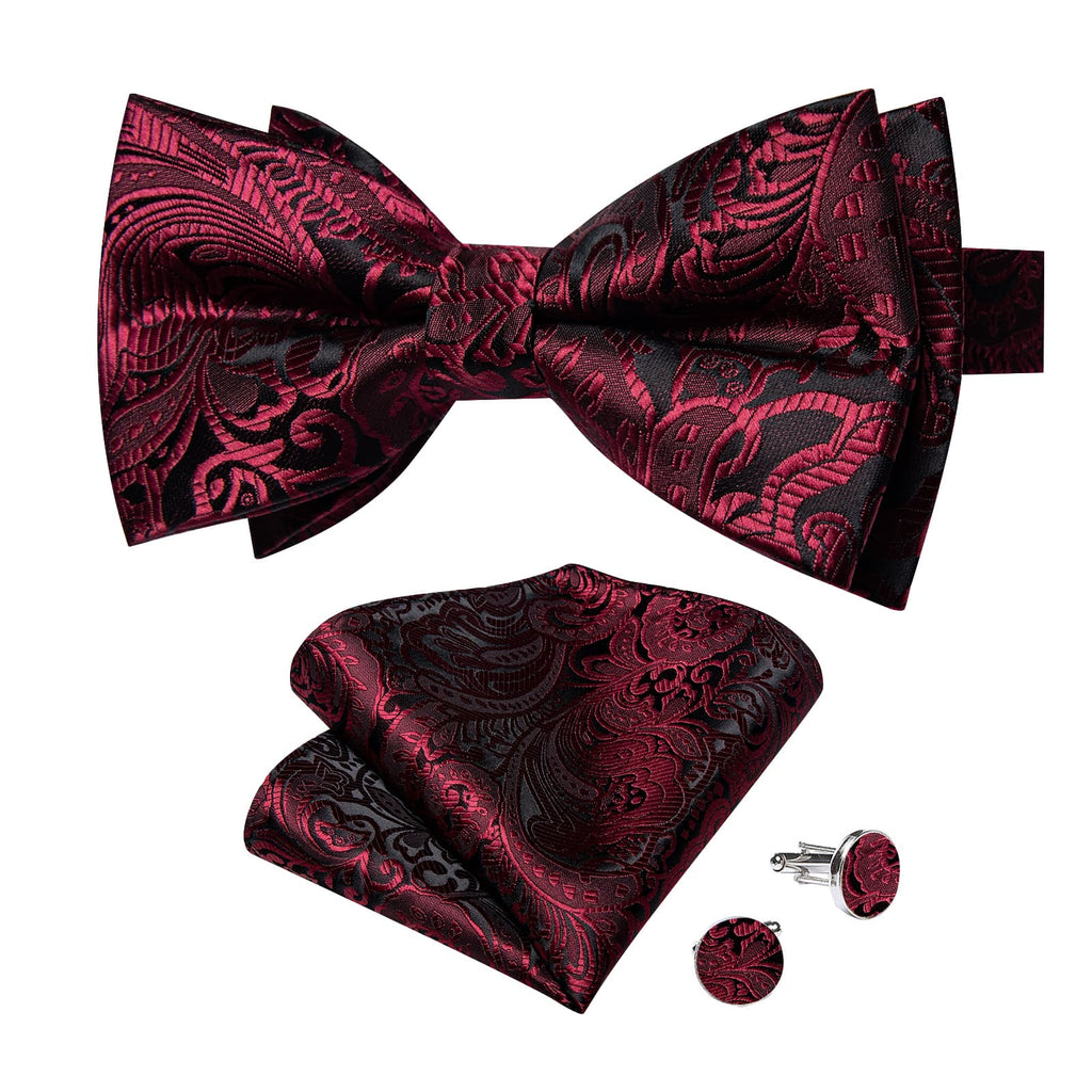 GentCrest Burgundy Paisley Bowtie Set - Image 3