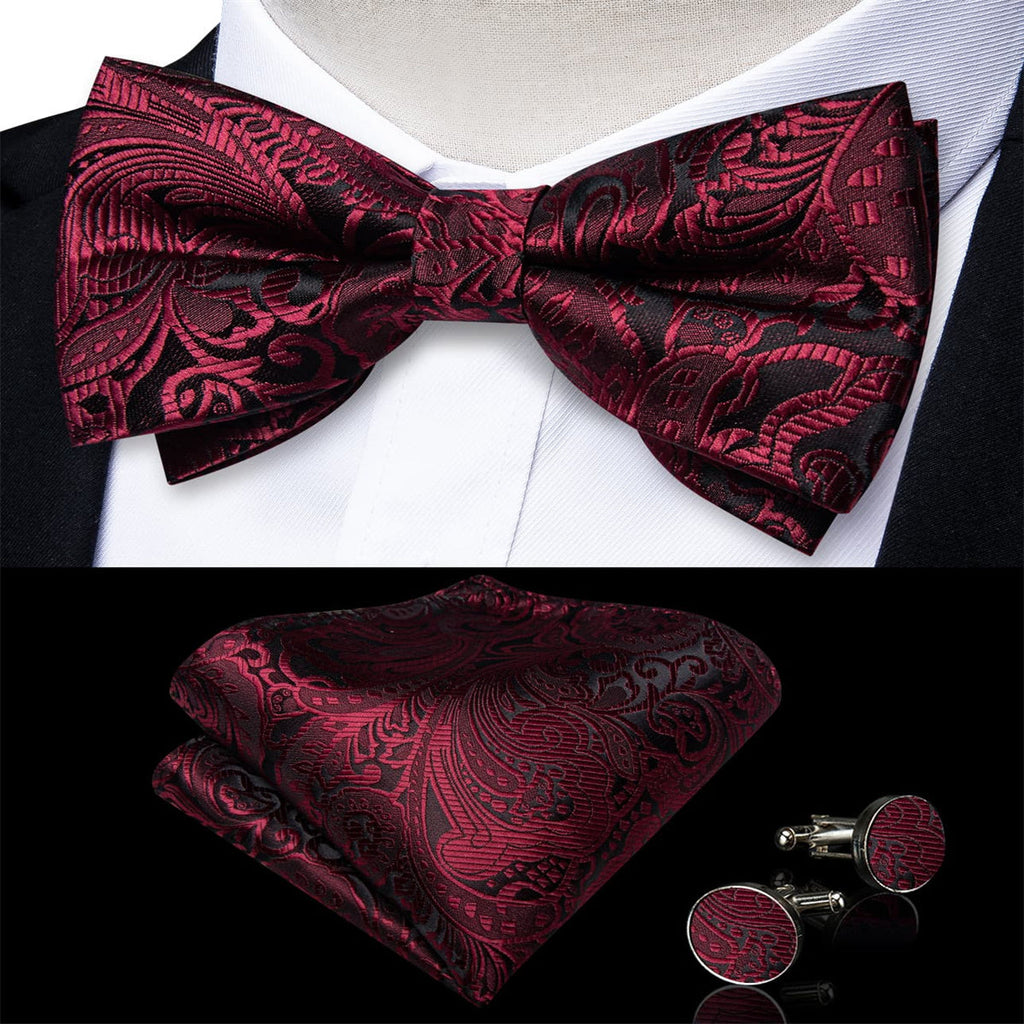 GentCrest Burgundy Paisley Bowtie Set - Image 1