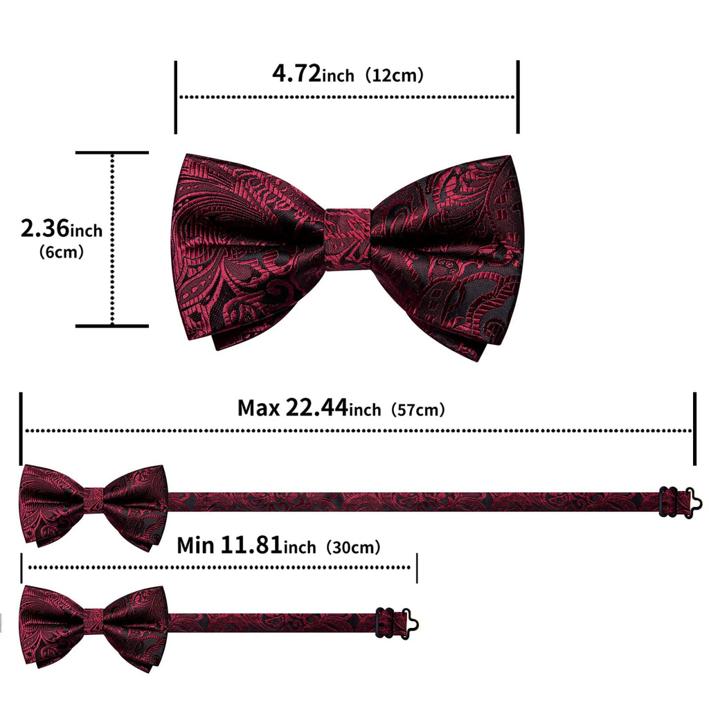 GentCrest Burgundy Paisley Bowtie Set - Image 5