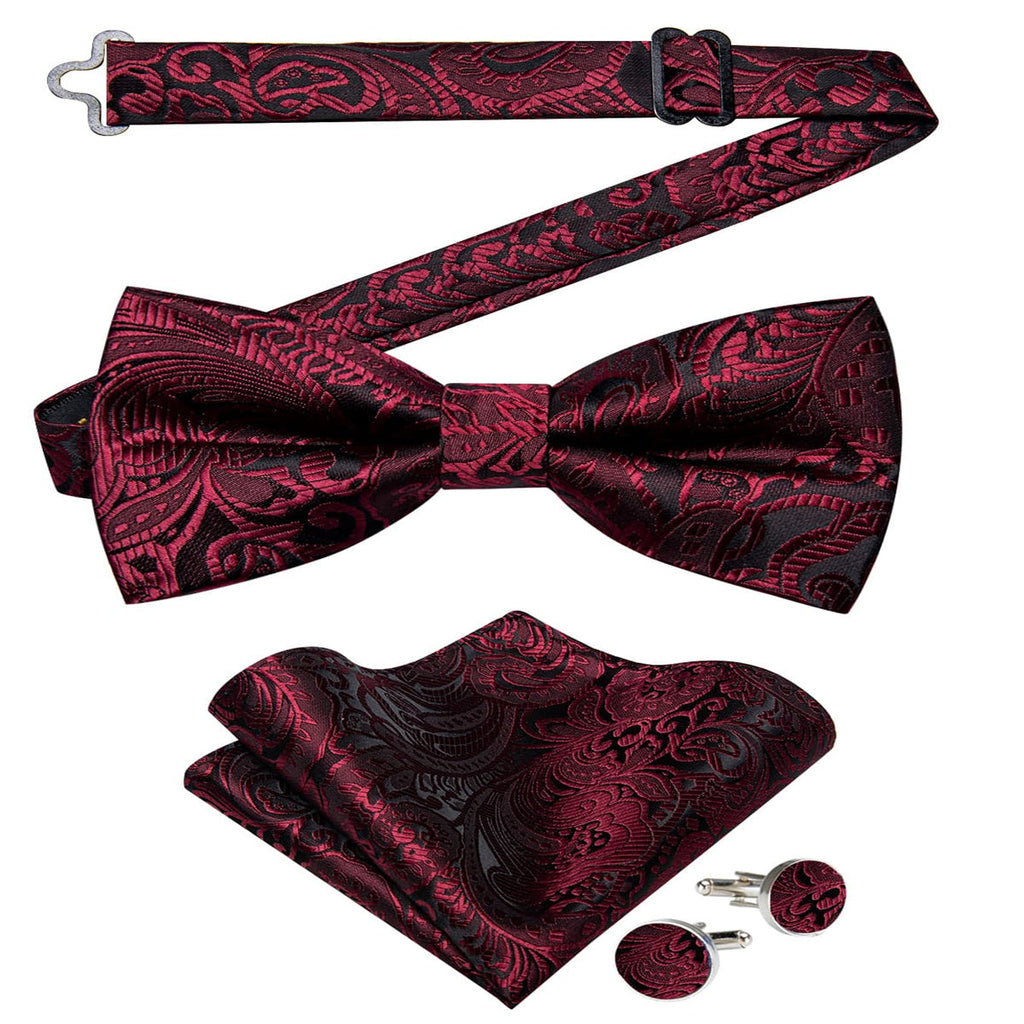 GentCrest Burgundy Paisley Bowtie Set - Image 4