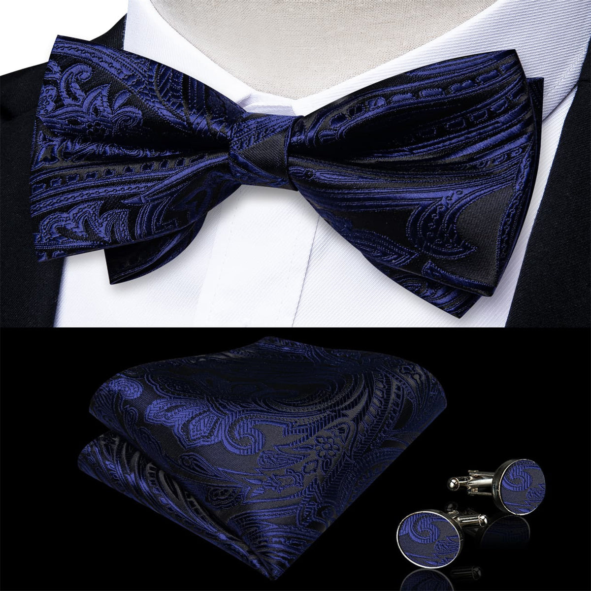 GentCrest Blue Paisley Bowtie Set - Image 1