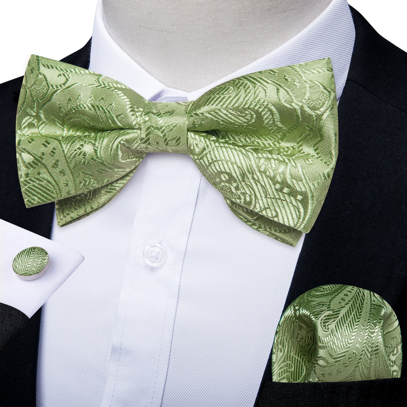 GentCrest Green Paisley Bowtie Set - Image 1