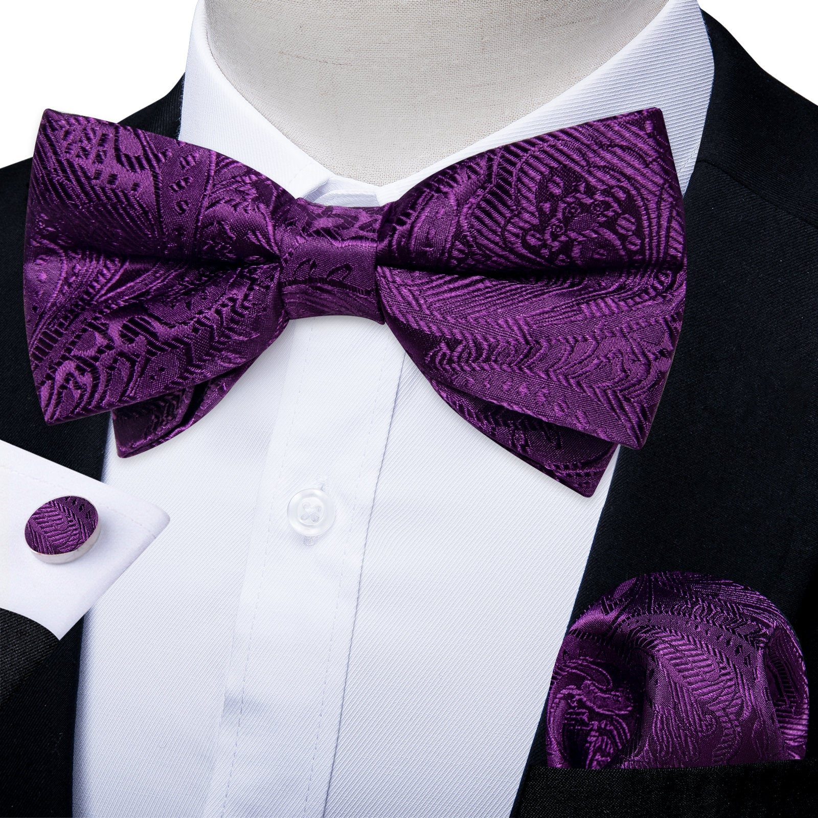 GentCrest Purple Paisley Bowtie Set - Image 1