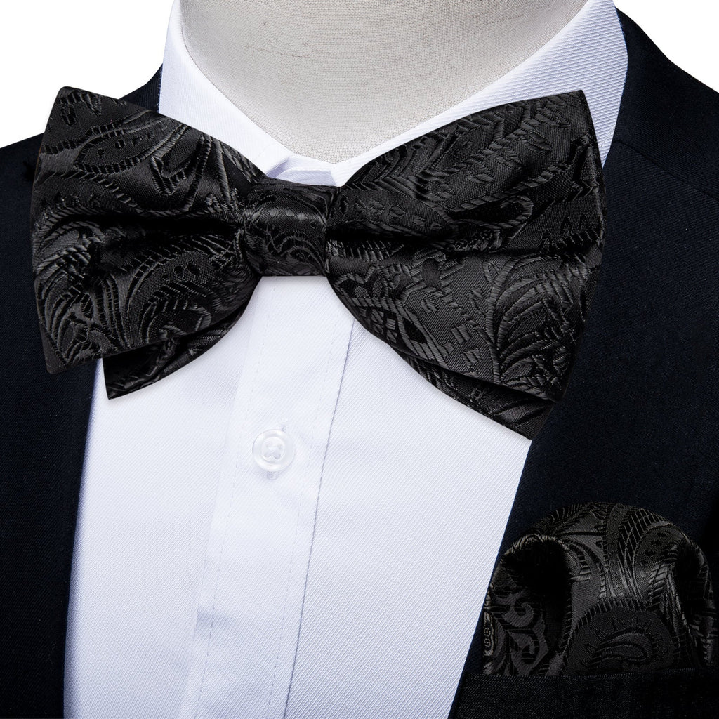 GentCrest Black Paisley Bowtie Set - Image 1