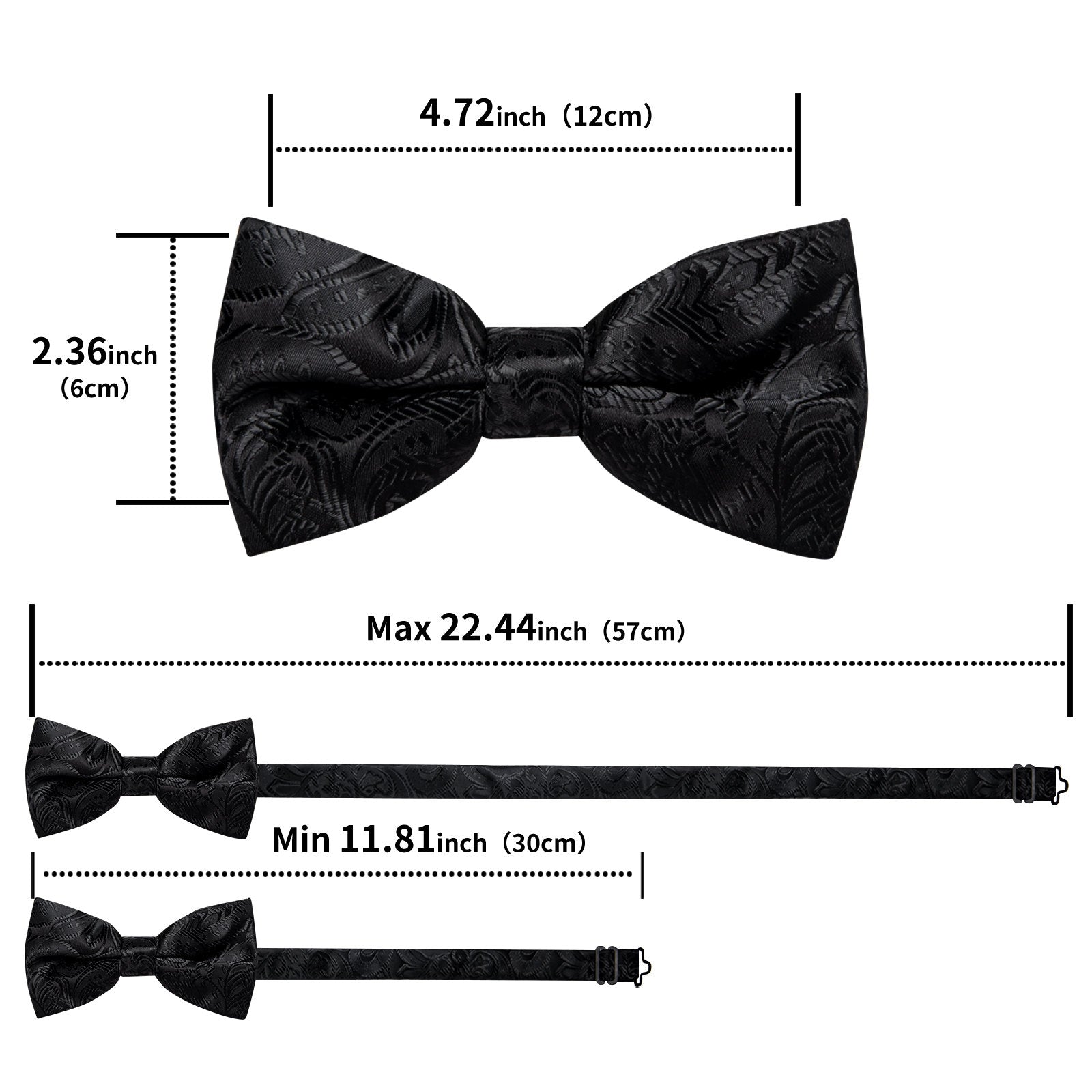 GentCrest Black Paisley Bowtie Set - Image 6