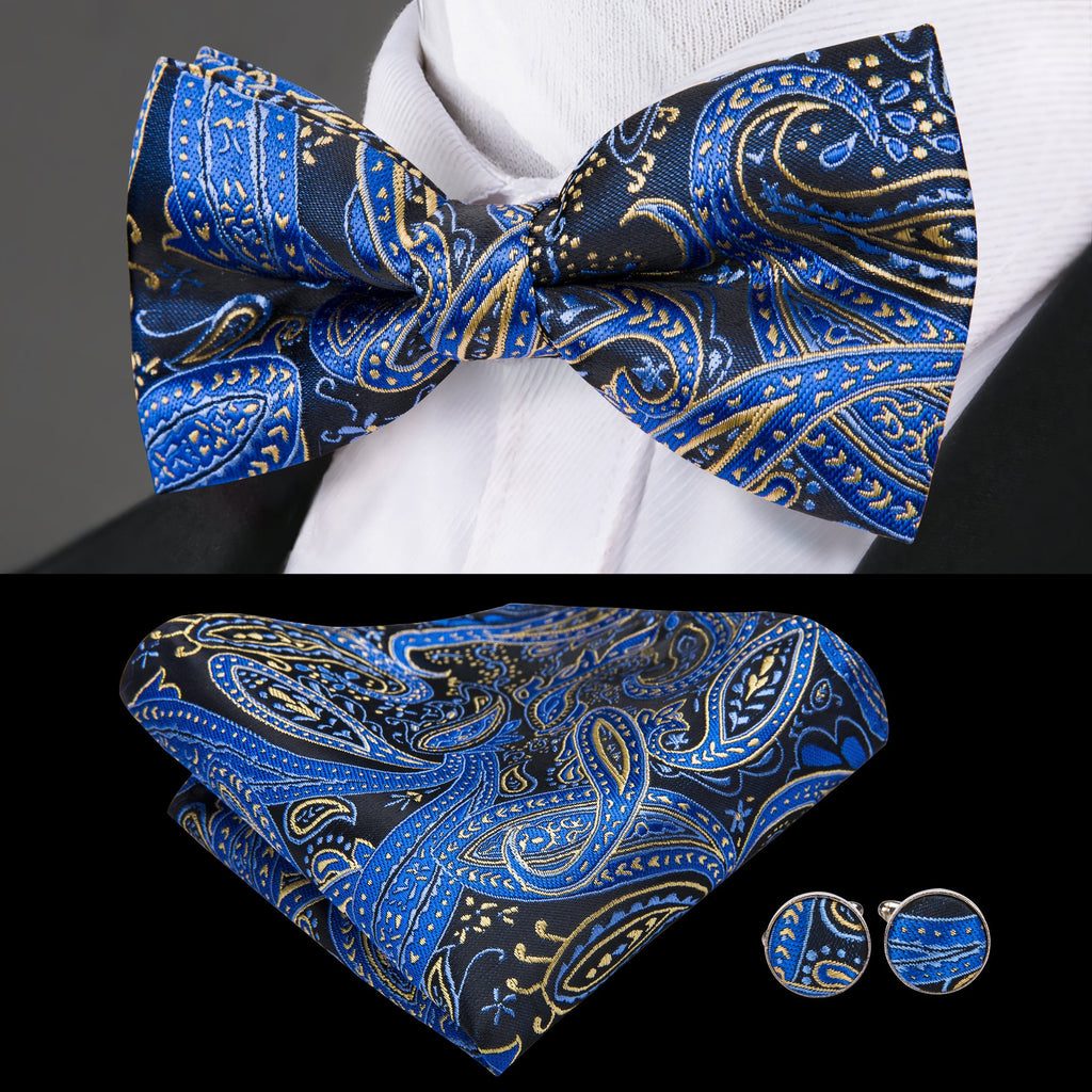 GentCrest Black Paisley Bowtie Set - Image 1