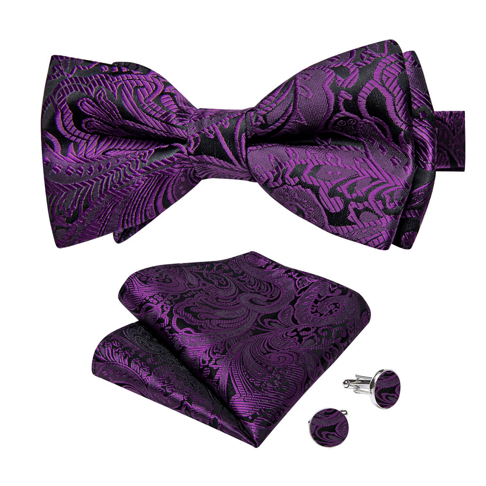 GentCrest Purple Paisley Bowtie Set - Image 4