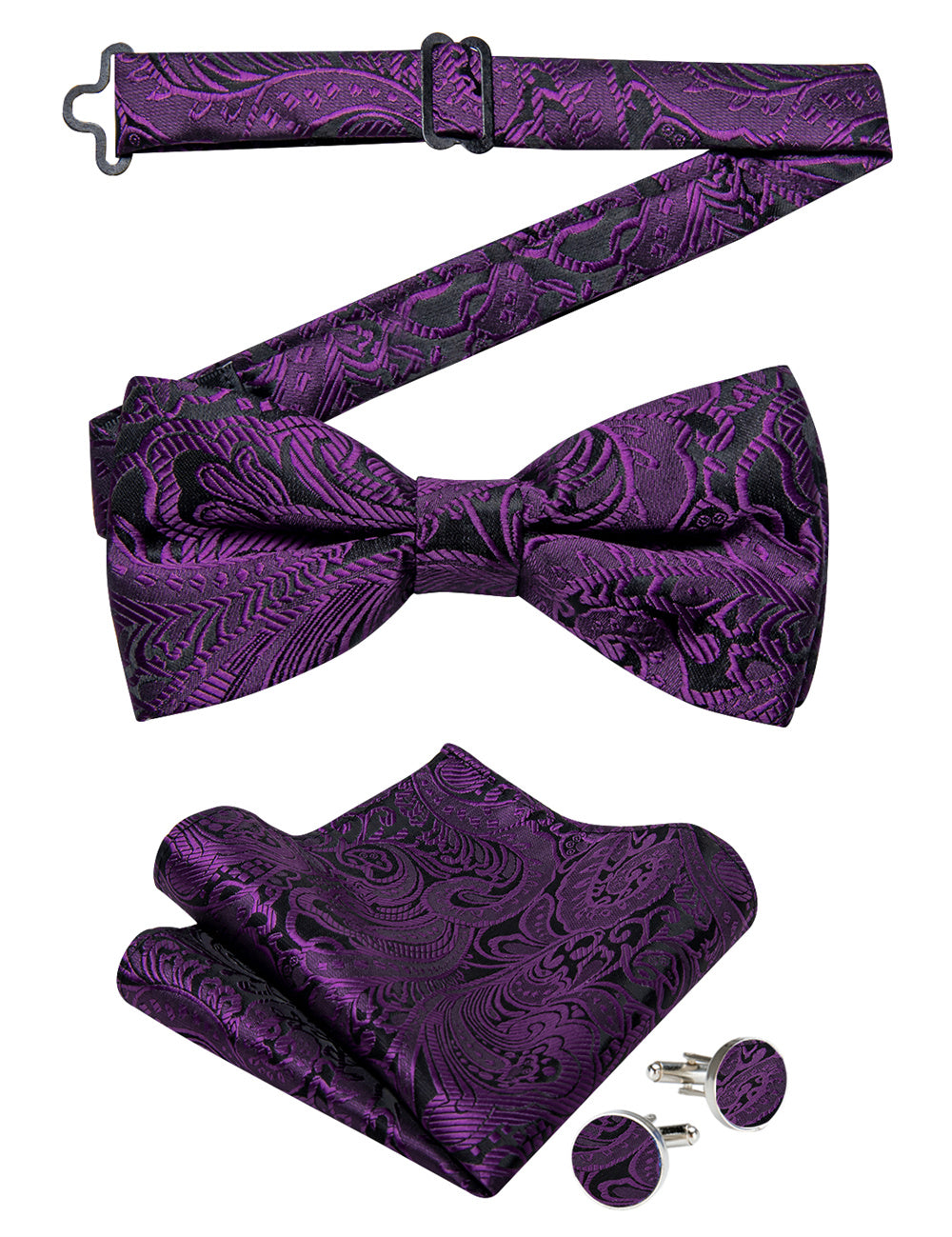 GentCrest Purple Paisley Bowtie Set - Image 3