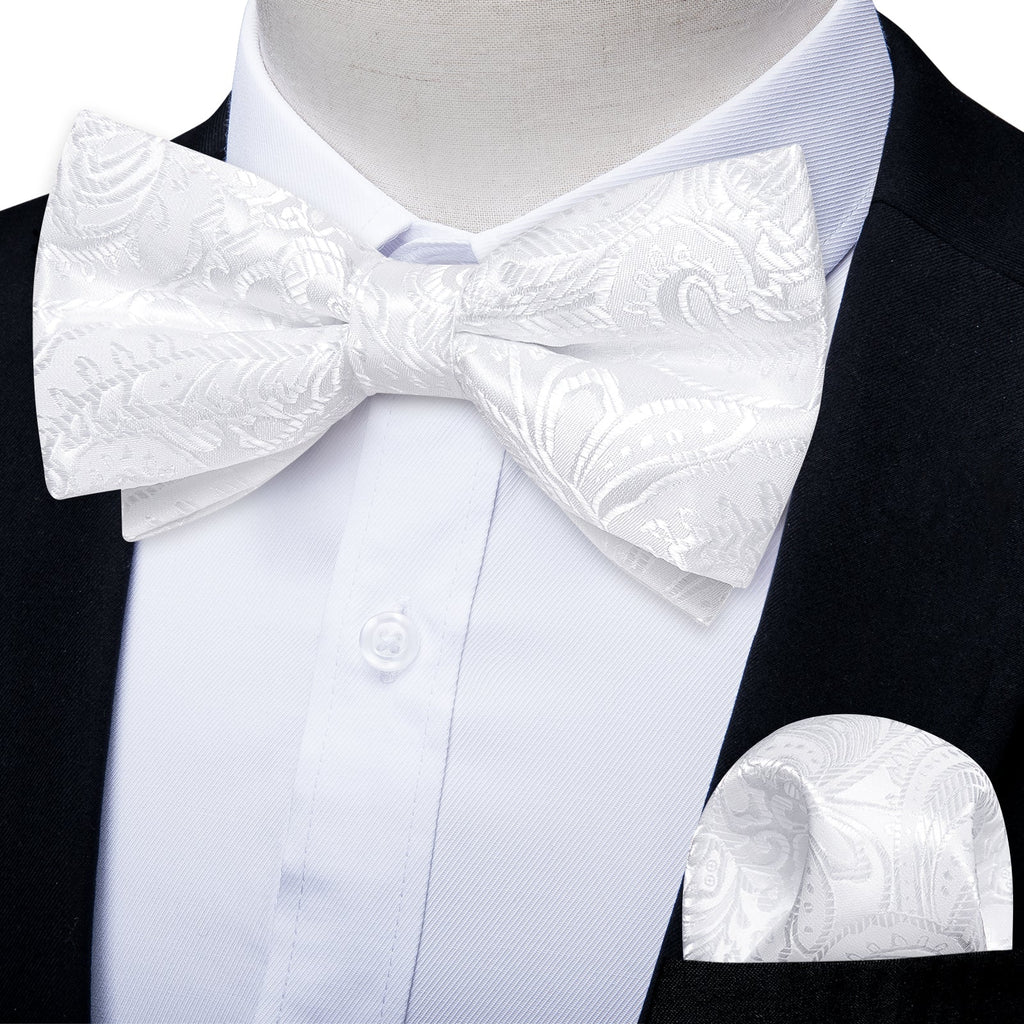 GentCrest White Paisley Bowtie Set - Image 1