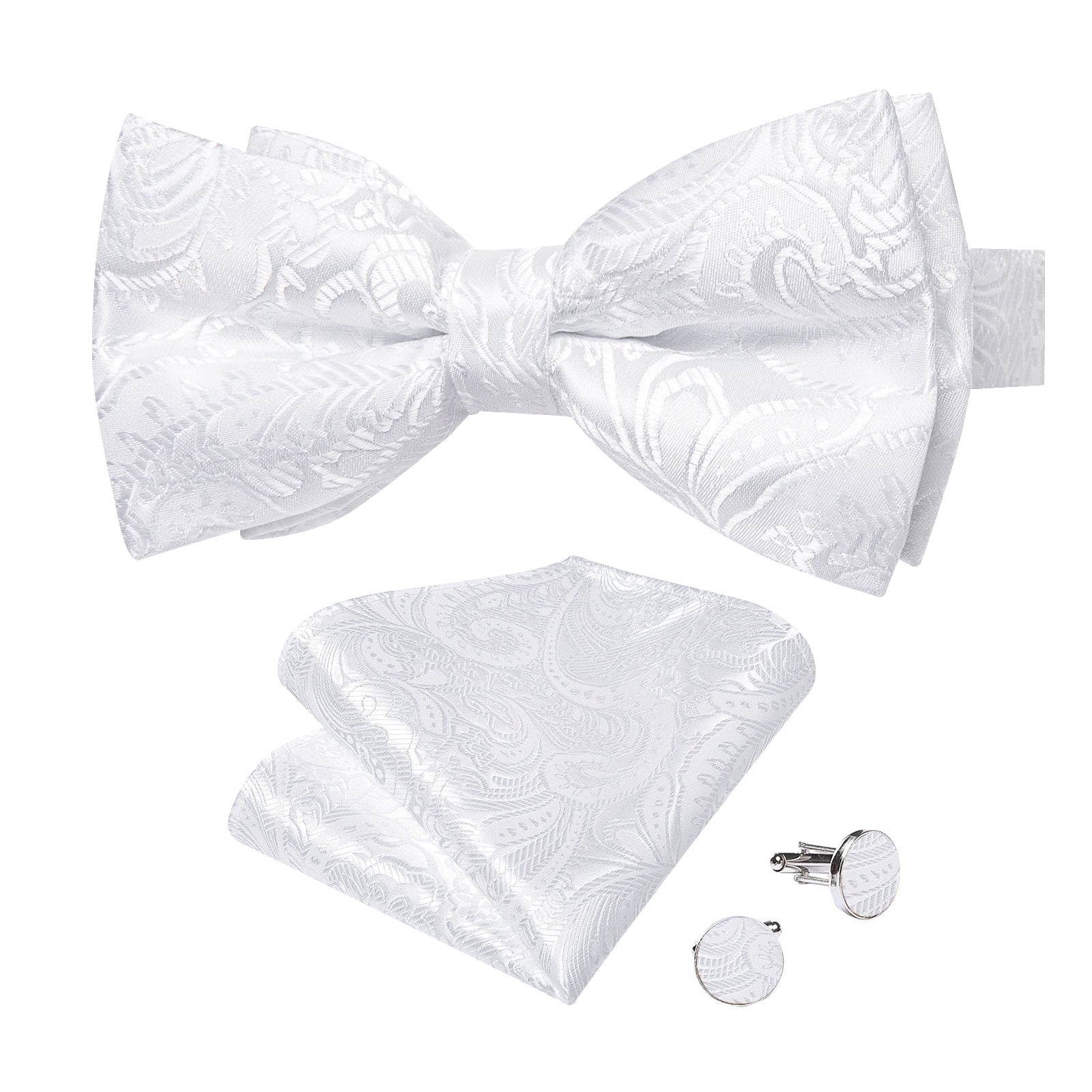 GentCrest White Paisley Bowtie Set - Image 2