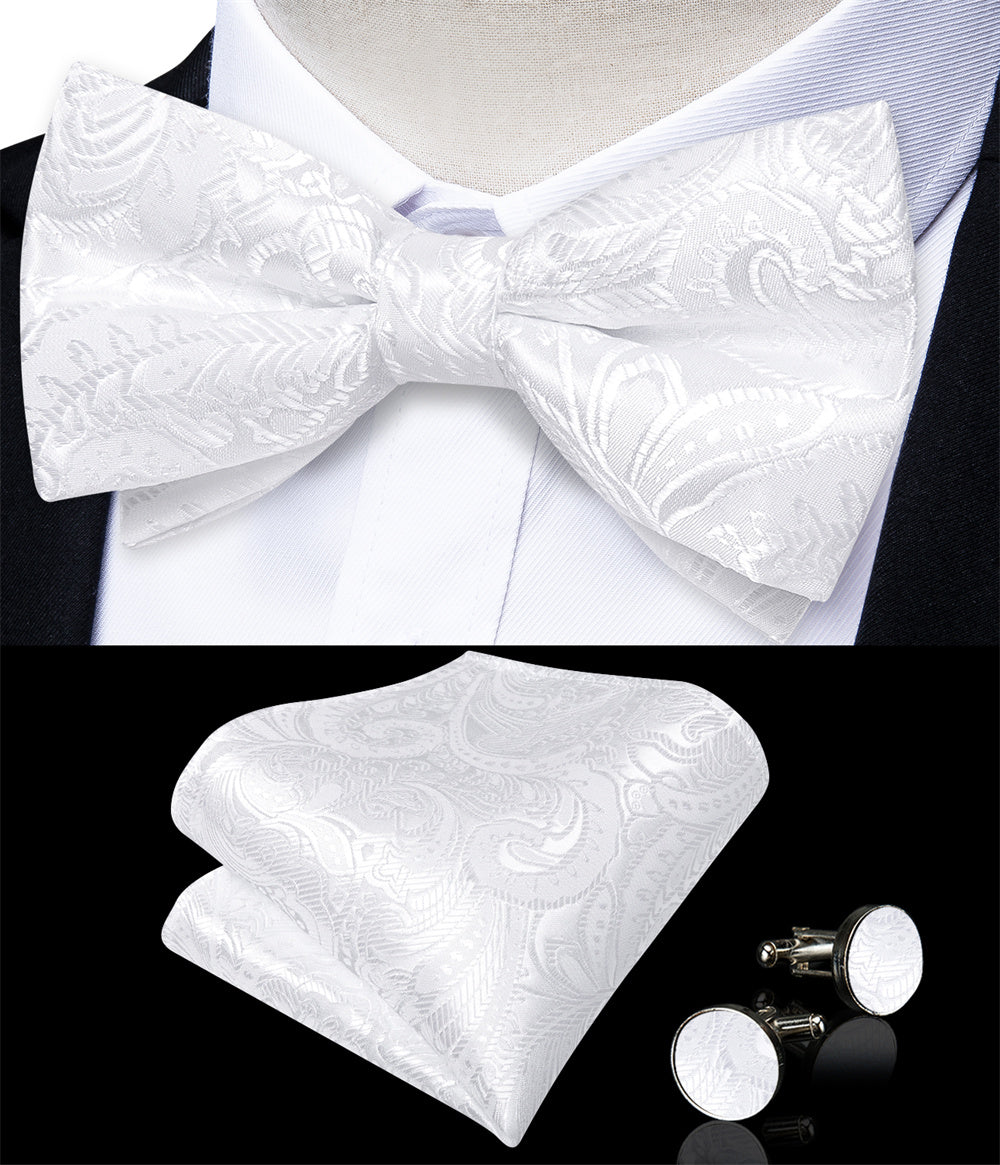GentCrest White Paisley Bowtie Set - Image 3