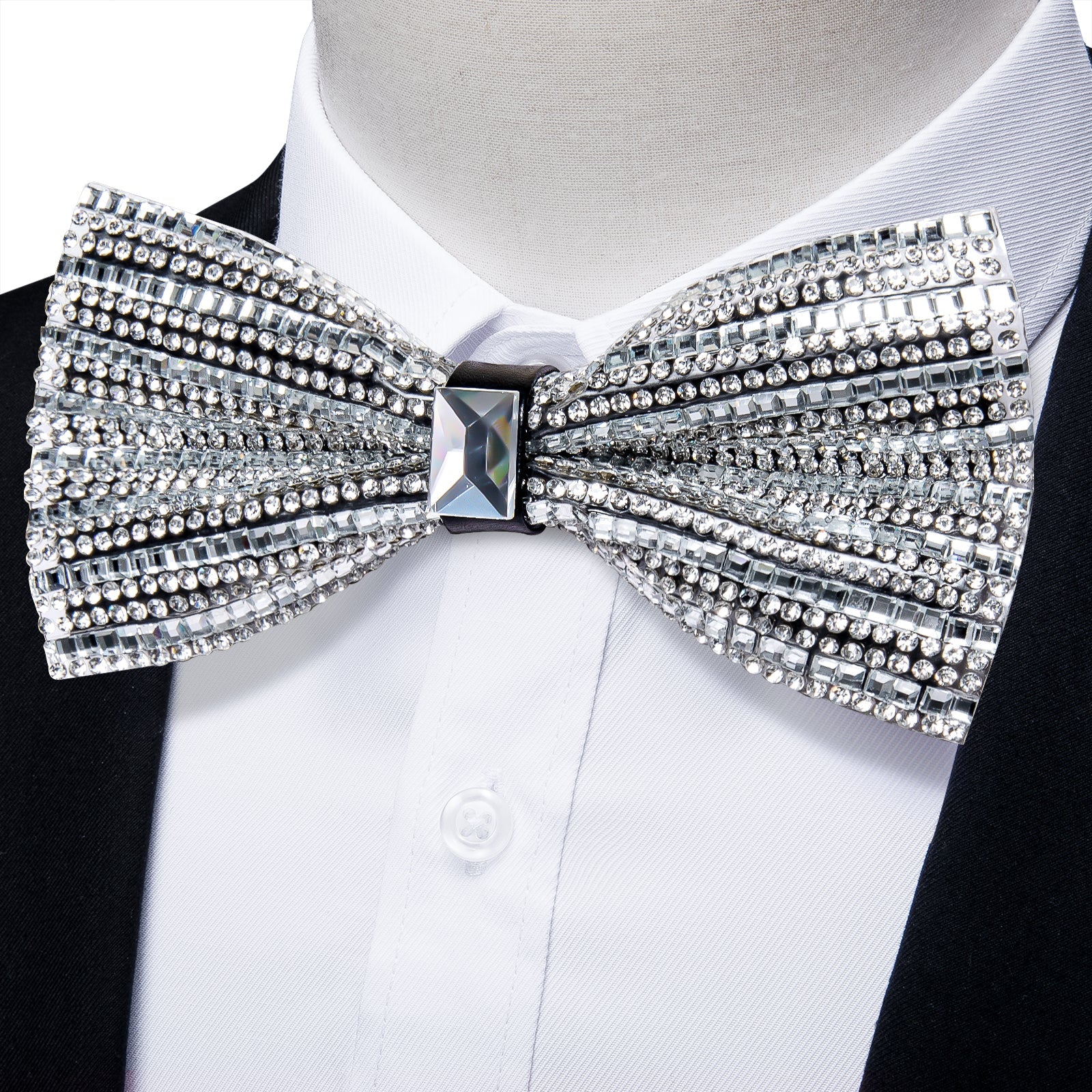 GentCrest Grey Rhinestone Bowtie Set - Image 1