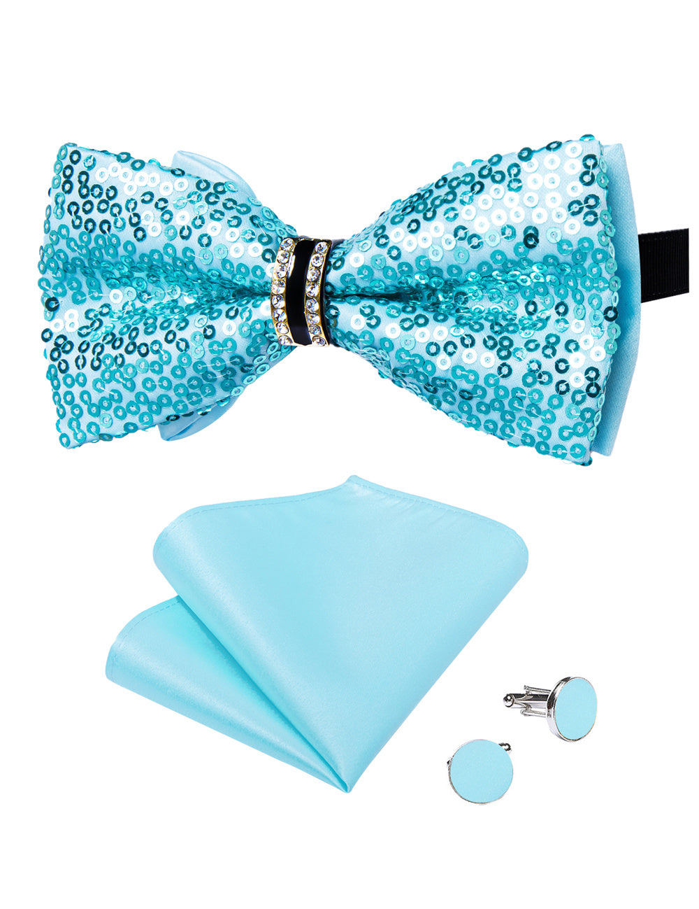 GentCrest Blue Sequin Bowtie Set - Image 3