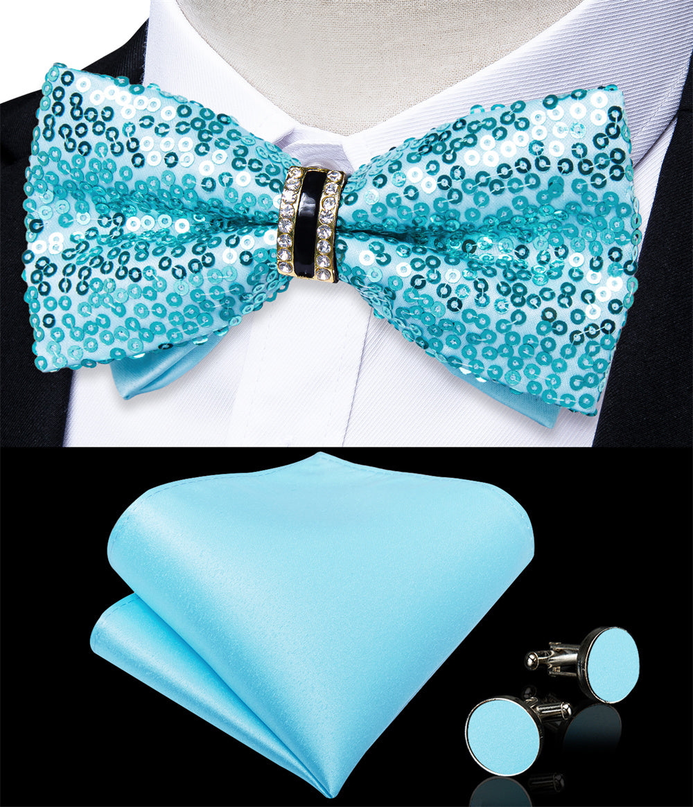 GentCrest Blue Sequin Bowtie Set - Image 2