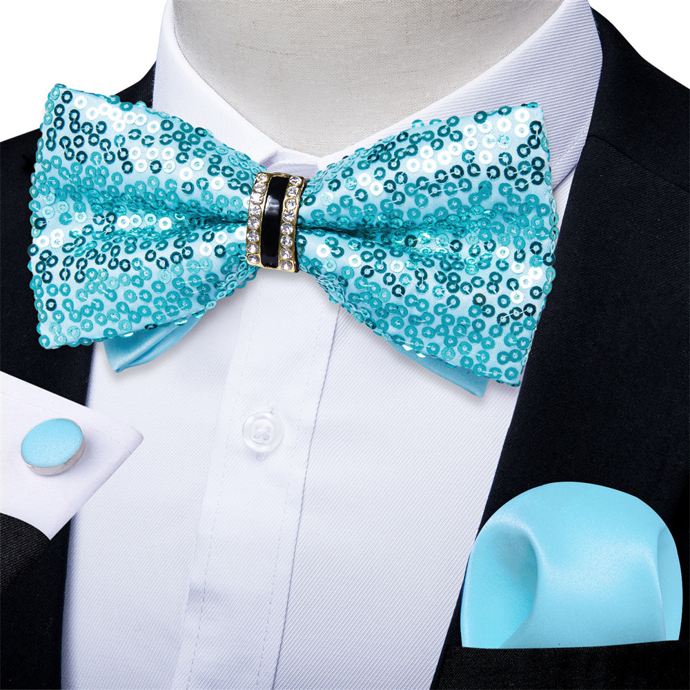 GentCrest Blue Sequin Bowtie Set - Image 1