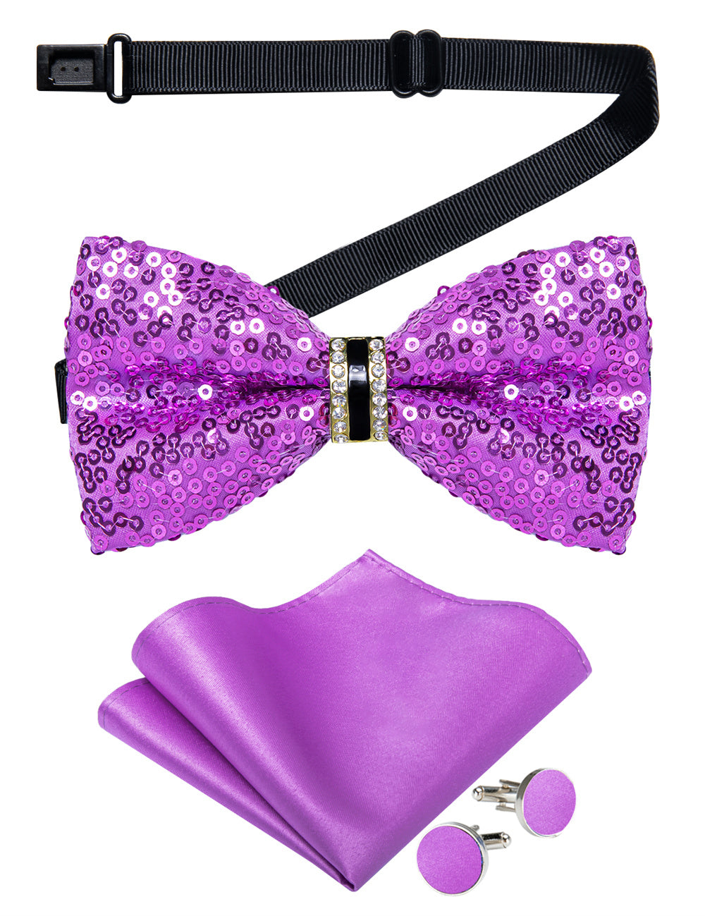 GentCrest Purple Sequin Bowtie Set - Image 3