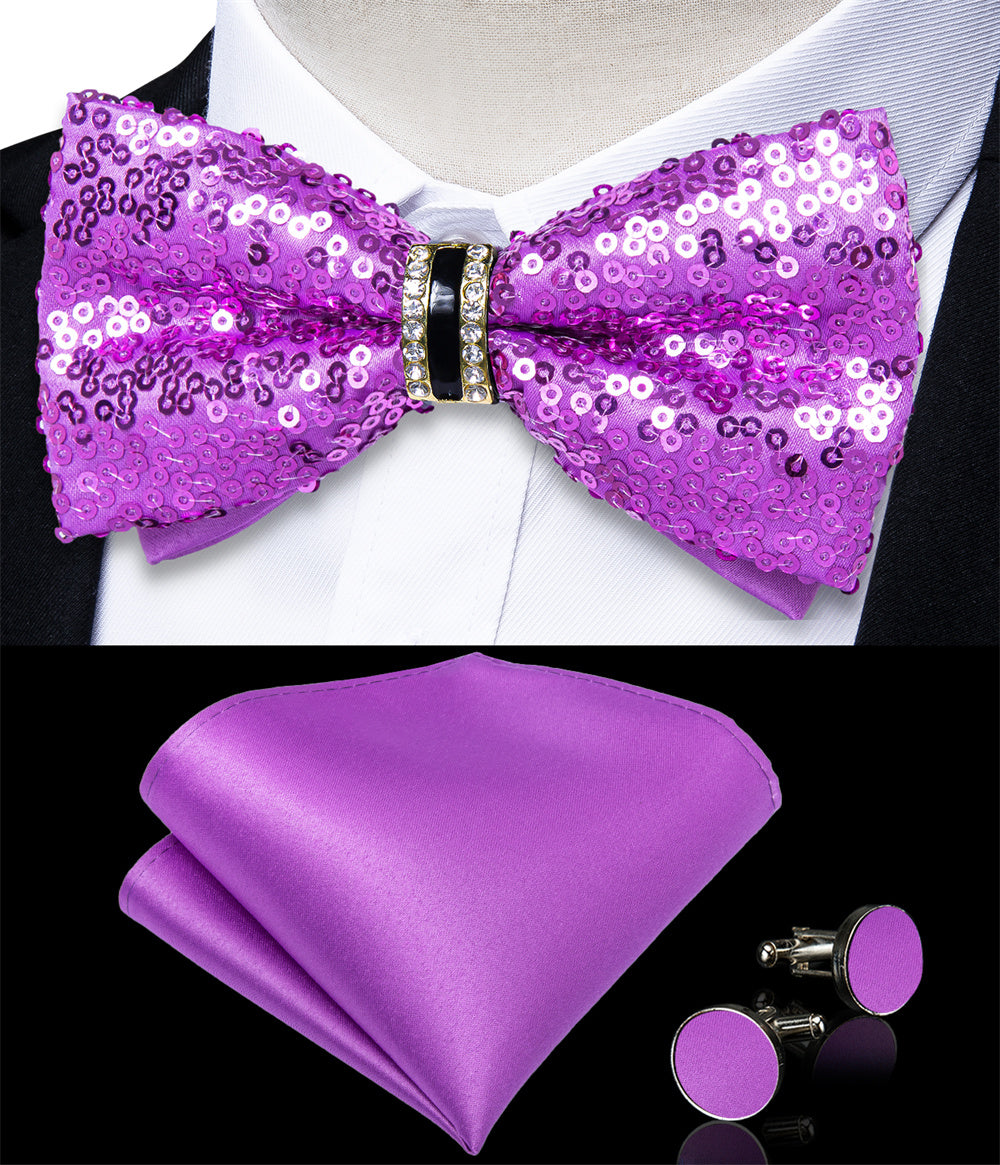 GentCrest Purple Sequin Bowtie Set - Image 2
