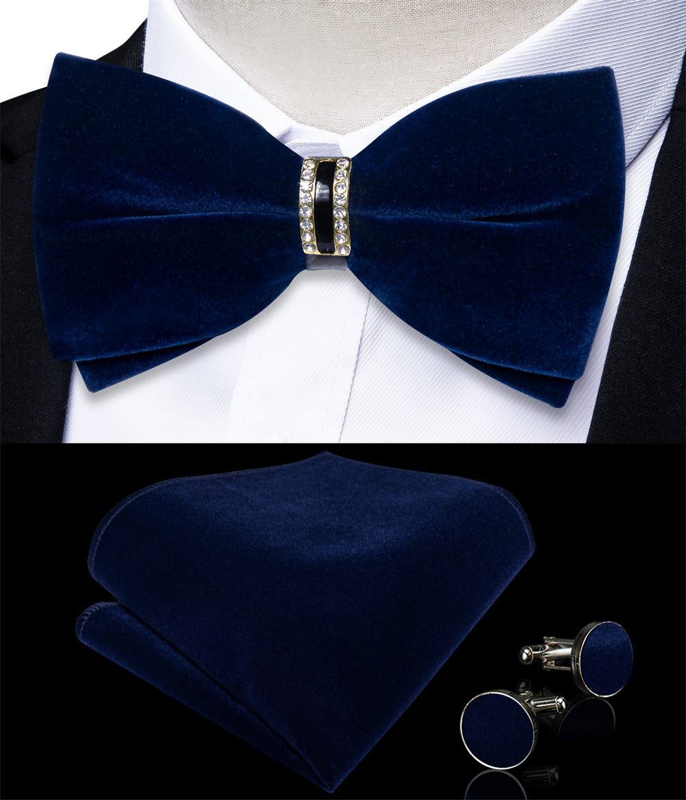 GentCrest Blue Solid Bowtie Set - Image 2