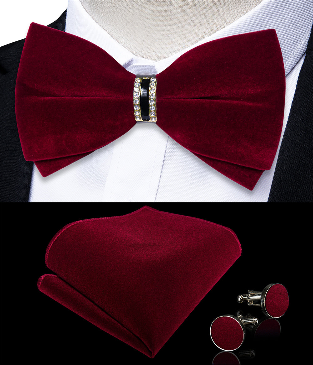 GentCrest Burgundy Solid Bowtie Set - Image 2