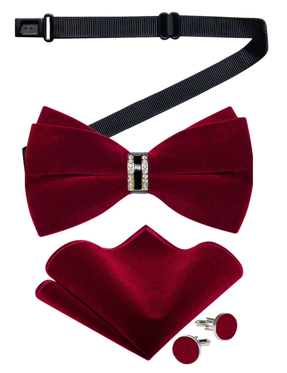 GentCrest Burgundy Solid Bowtie Set - Image 3