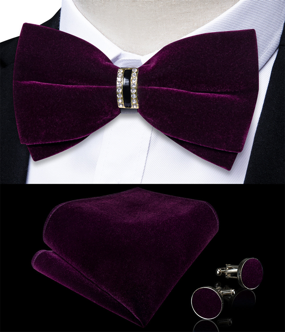 GentCrest Purple Solid Bowtie Set - Image 2