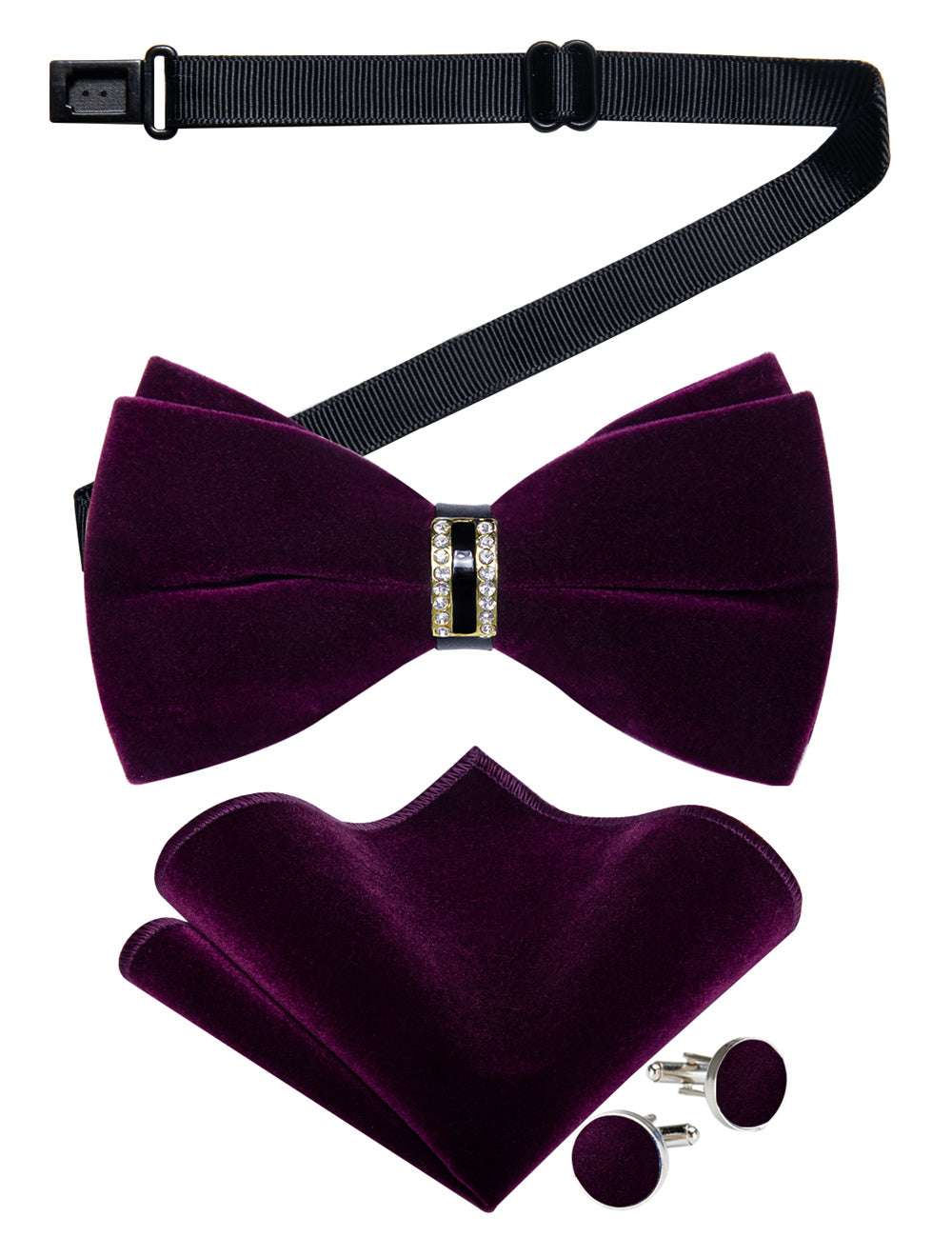GentCrest Purple Solid Bowtie Set - Image 3