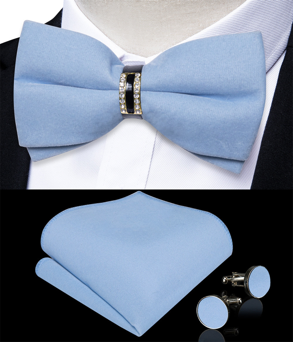 GentCrest Blue Solid Bowtie Set - Image 2