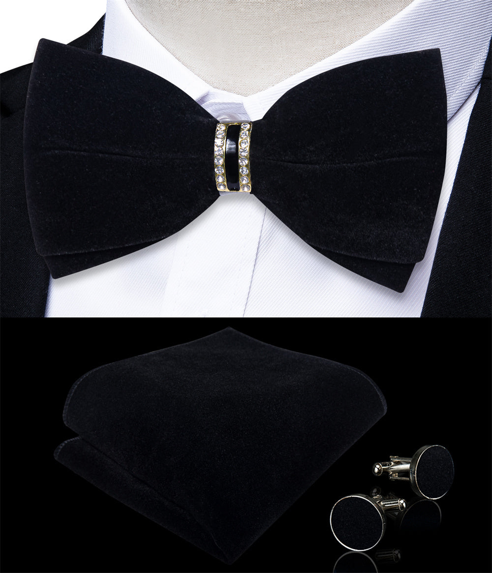 GentCrest Black Solid Bowtie Set - Image 2