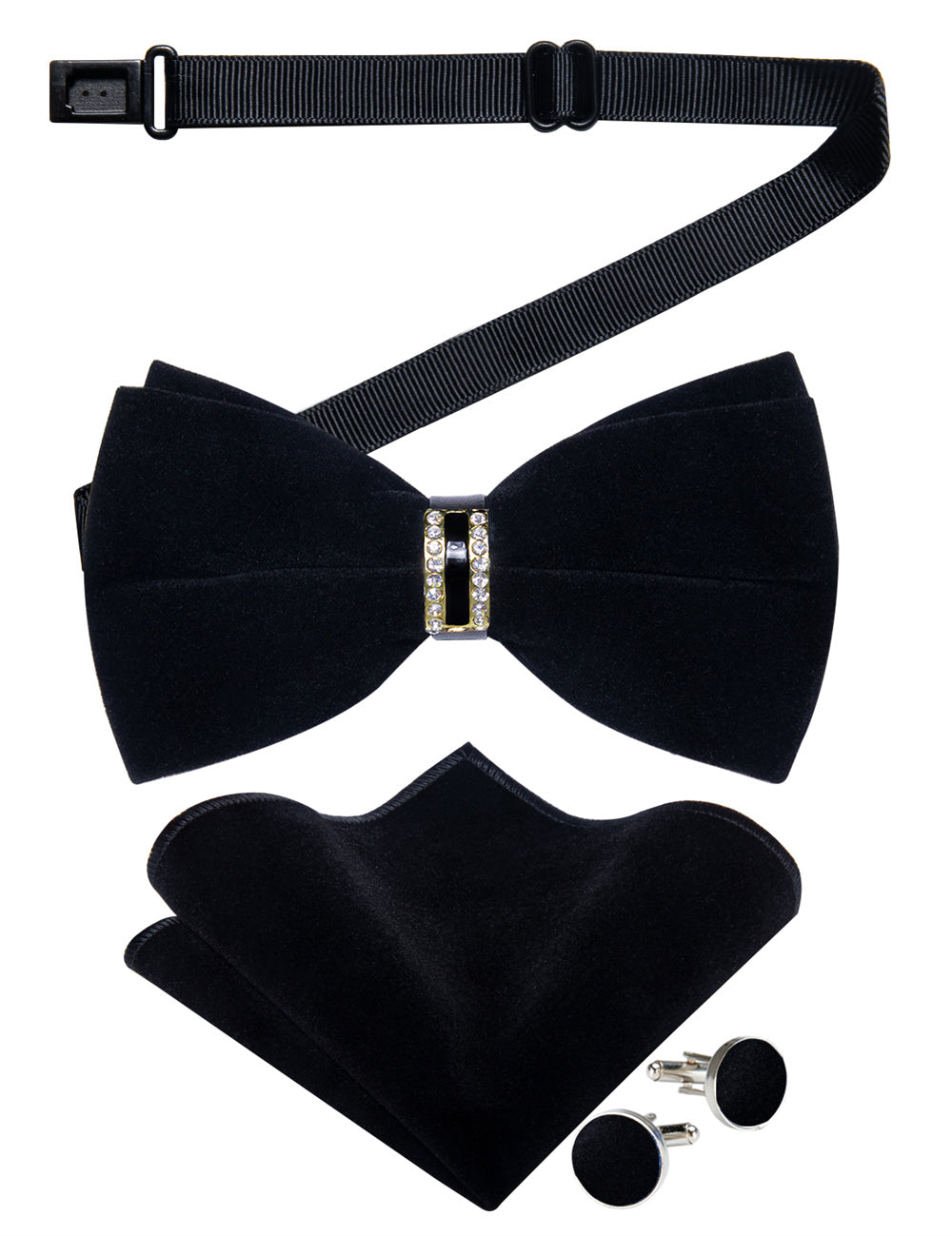 GentCrest Black Solid Bowtie Set - Image 3