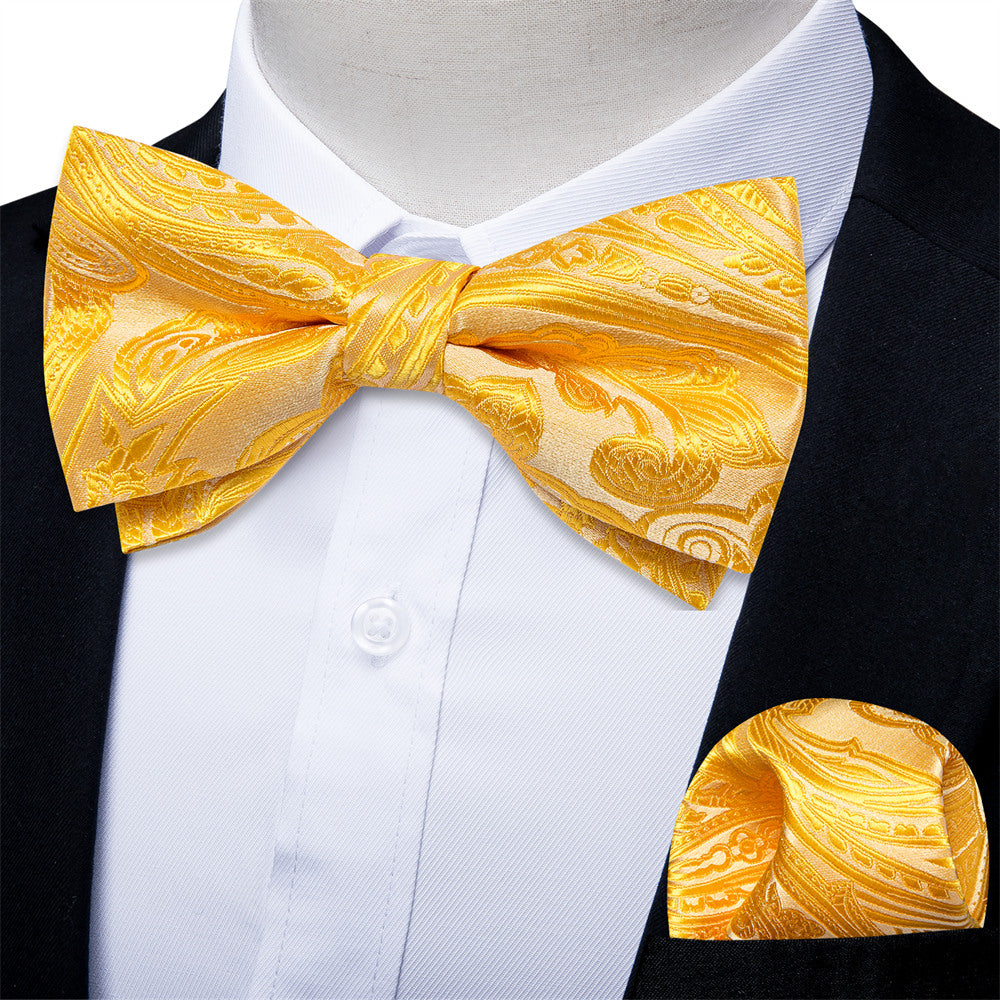 GentCrest Yellow Paisley Bowtie Set - Image 1