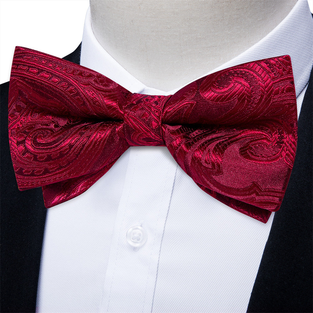 GentCrest Burgundy Paisley Bowtie Set - Image 1