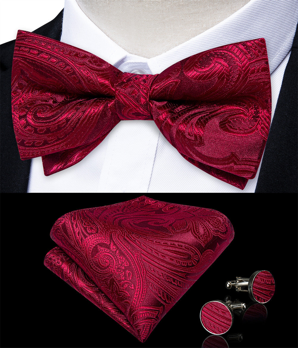 GentCrest Burgundy Paisley Bowtie Set - Image 3