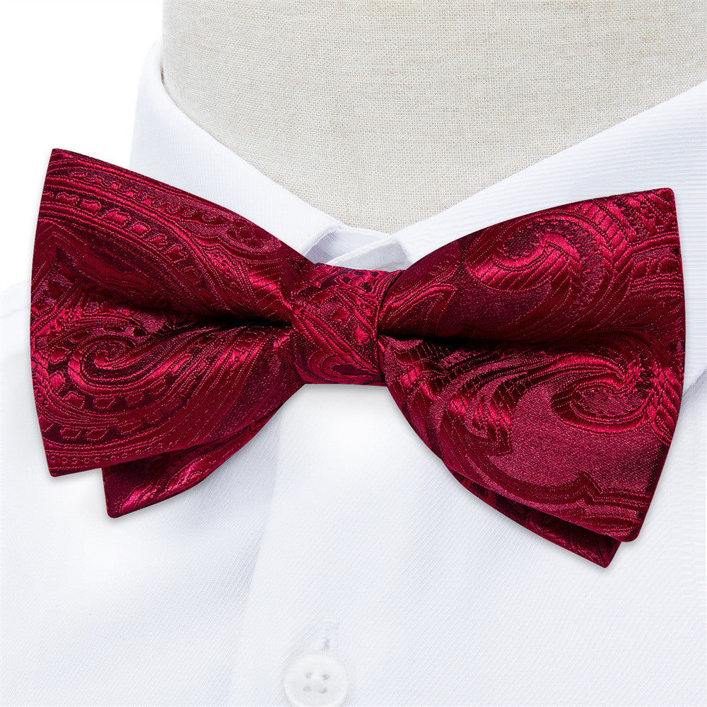 GentCrest Burgundy Paisley Bowtie Set - Image 2