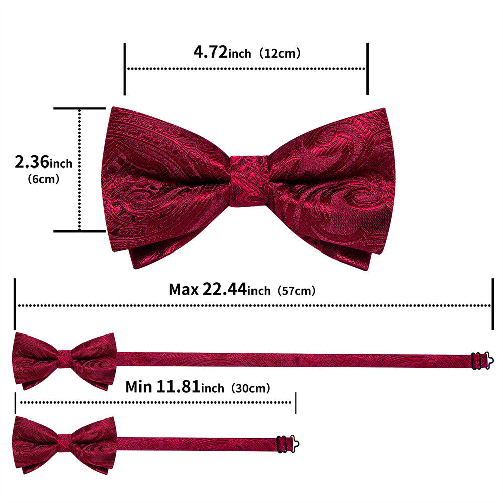 GentCrest Burgundy Paisley Bowtie Set - Image 6